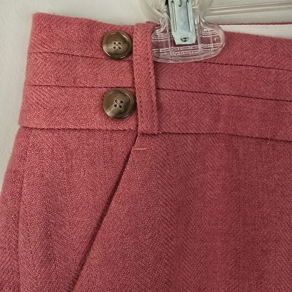 Loft Marisa Straight Wool Blend Pants Size 2 Pink Spice Careerwear Button Detail - Picture 5 of 14